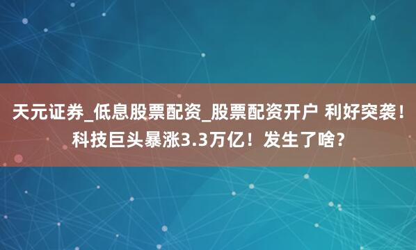 天元证券_低息股票配资_股票配资开户 利好突袭！科技巨头暴涨3.3万亿！发生了啥？